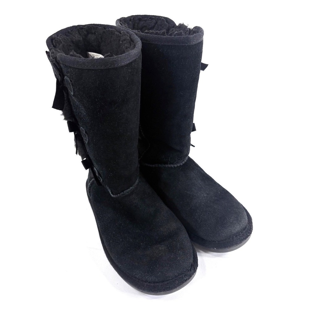 Koolaburra by UGG Victoria Boots Black Suede Bow Kids Size 2 Comfort